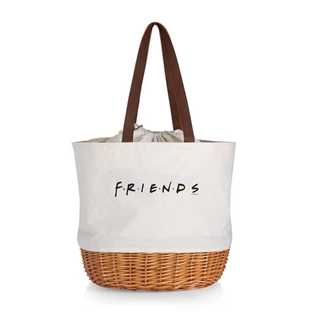 PICNIC TIME Coronado Canvas & Willow Picnic Tote - Friends Edition - white - New